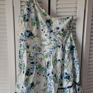 Free People All Mine One Shoulder Floral Linen Mini Dress Medium